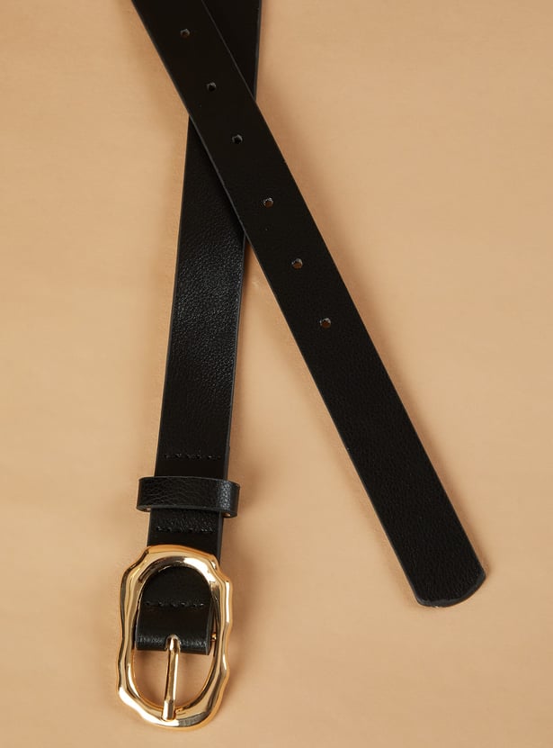 GINGER Solid Belt with Organic-Shaped Buckle