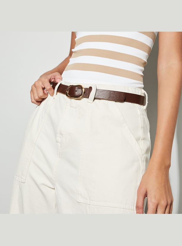 GINGER Solid Belt with Organic-Shaped Buckle
