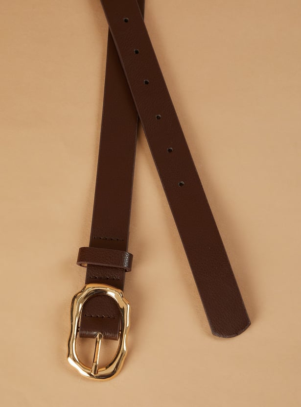 GINGER Solid Belt with Organic-Shaped Buckle