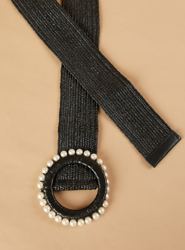 GINGER Braided Belt with Pearl Buckle