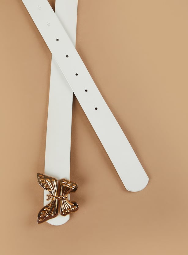 GINGER Solid Belt with Butterfly Buckle