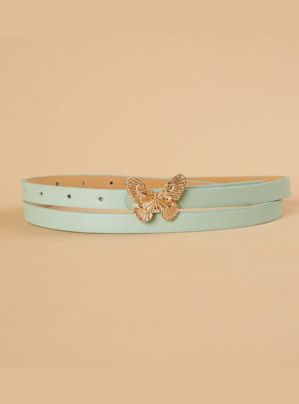 GINGER Solid Belt with Butterfly Buckle