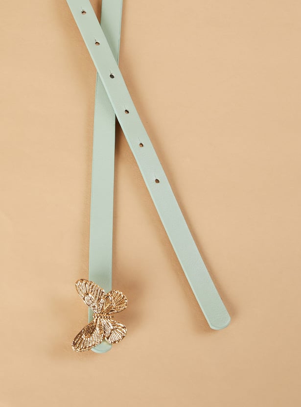 GINGER Solid Belt with Butterfly Buckle