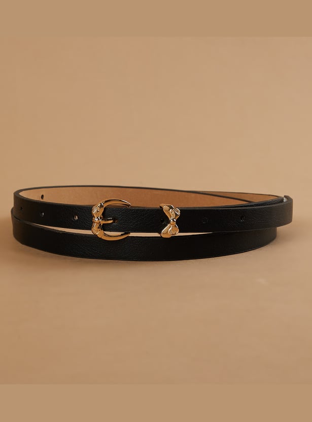 GINGER Slim Belt with Bow Motif Buckle