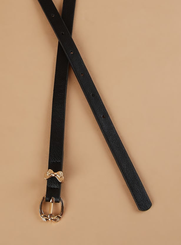 GINGER Slim Belt with Bow Motif Buckle
