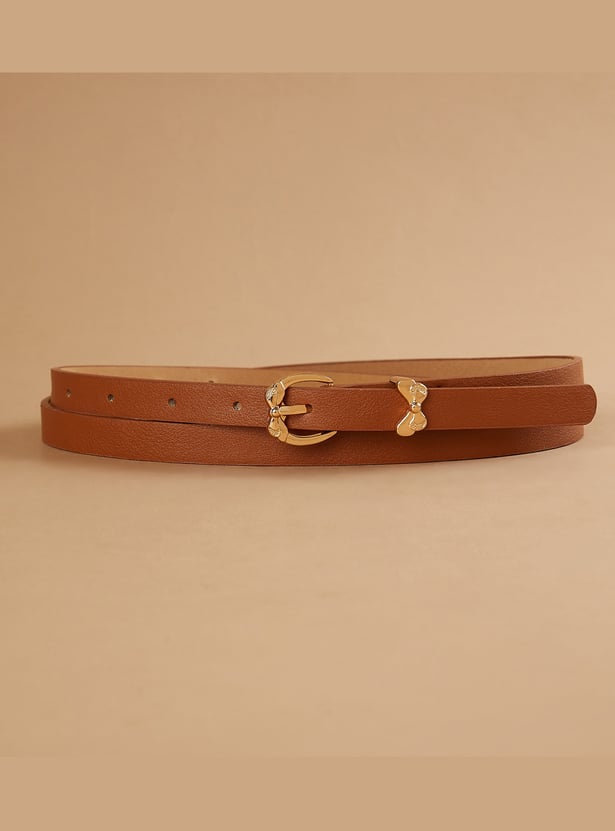 GINGER Slim Belt with Bow Motif Buckle