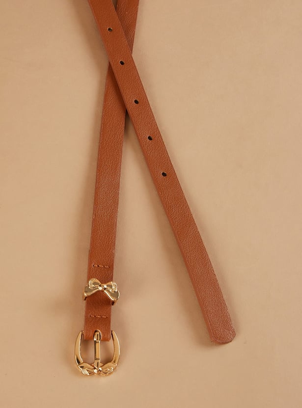 GINGER Slim Belt with Bow Motif Buckle