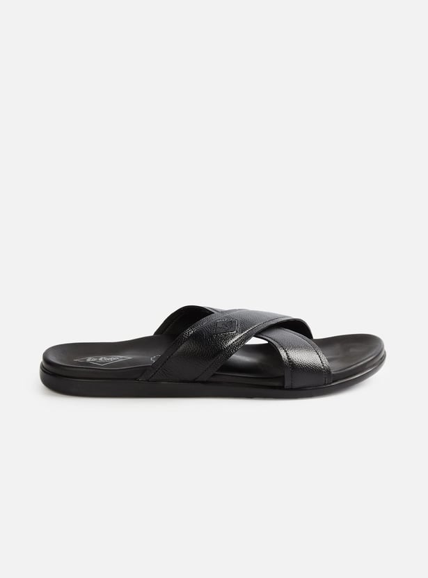 LEE COOPER Leather Cross-Strap Sandals
