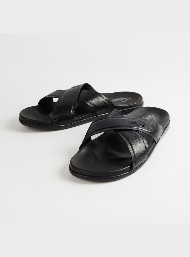 LEE COOPER Leather Cross-Strap Sandals
