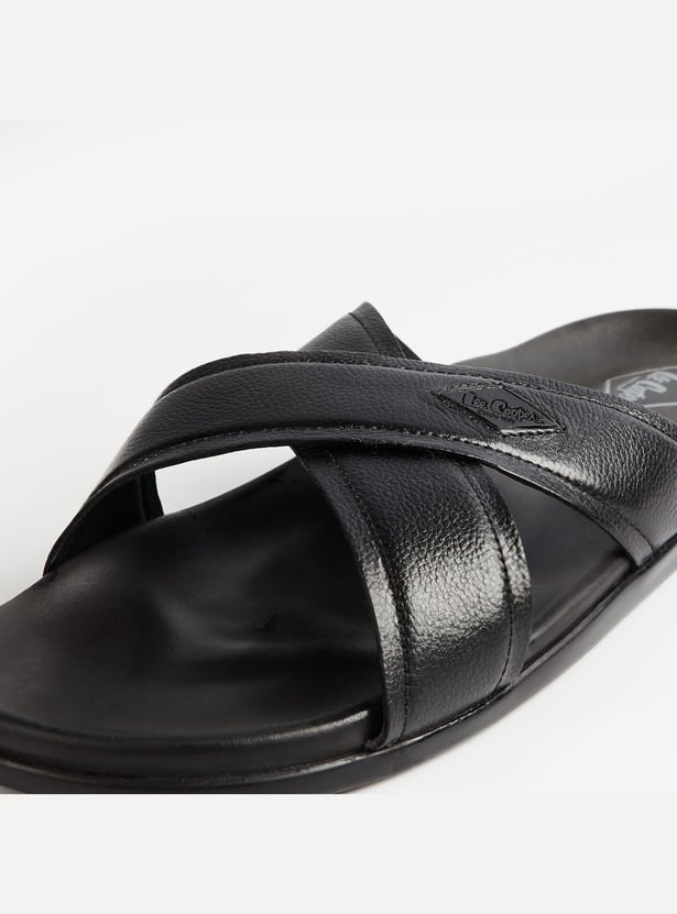 LEE COOPER Leather Cross-Strap Sandals