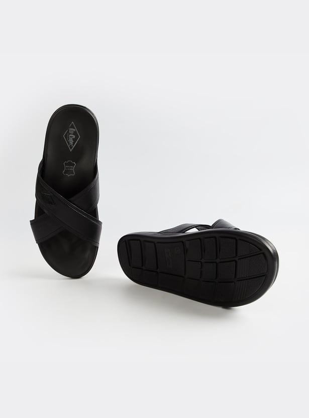 LEE COOPER Leather Cross-Strap Sandals