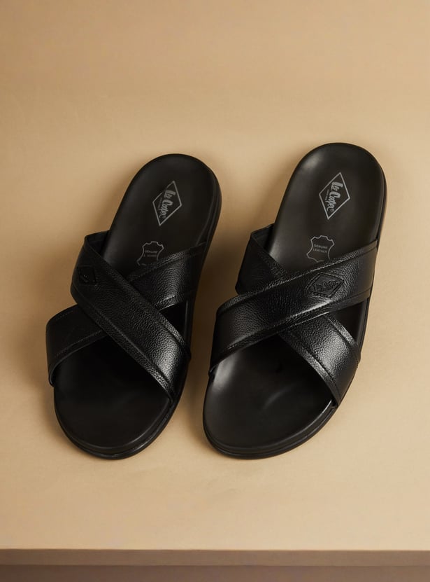 LEE COOPER Leather Cross-Strap Sandals