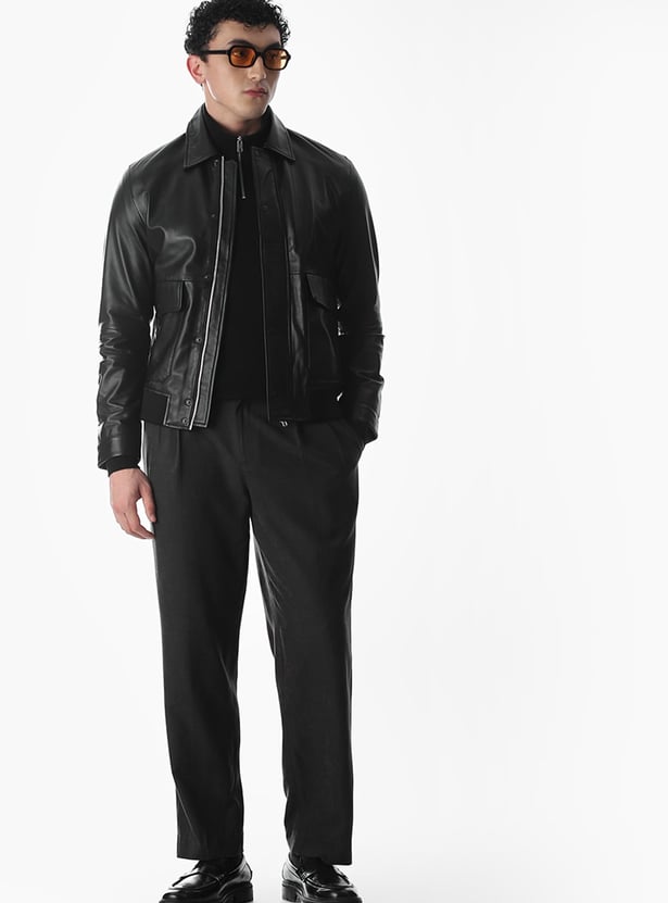 JACK & JONES Leather Biker Jacket