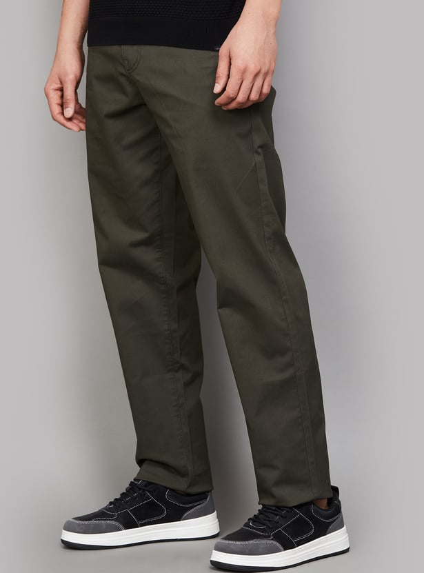 JACK & JONES Solid Regular Fit Trousers