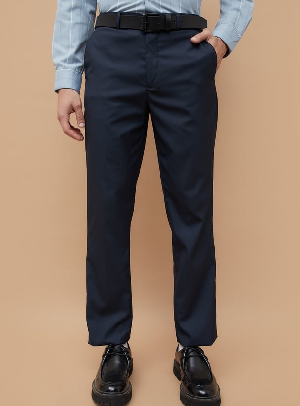 CODE Solid Regular Fit Formal Trousers