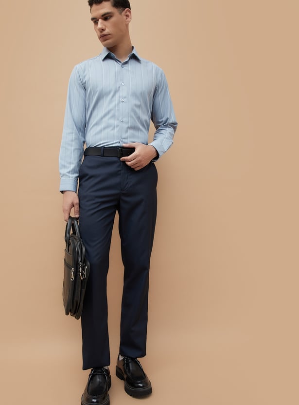 CODE Solid Regular Fit Formal Trousers