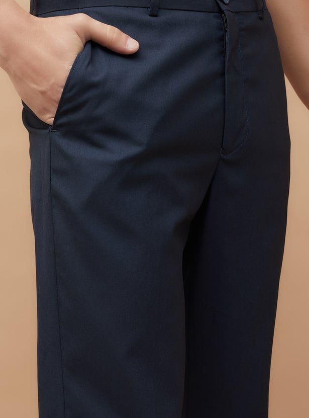 CODE Solid Regular Fit Formal Trousers