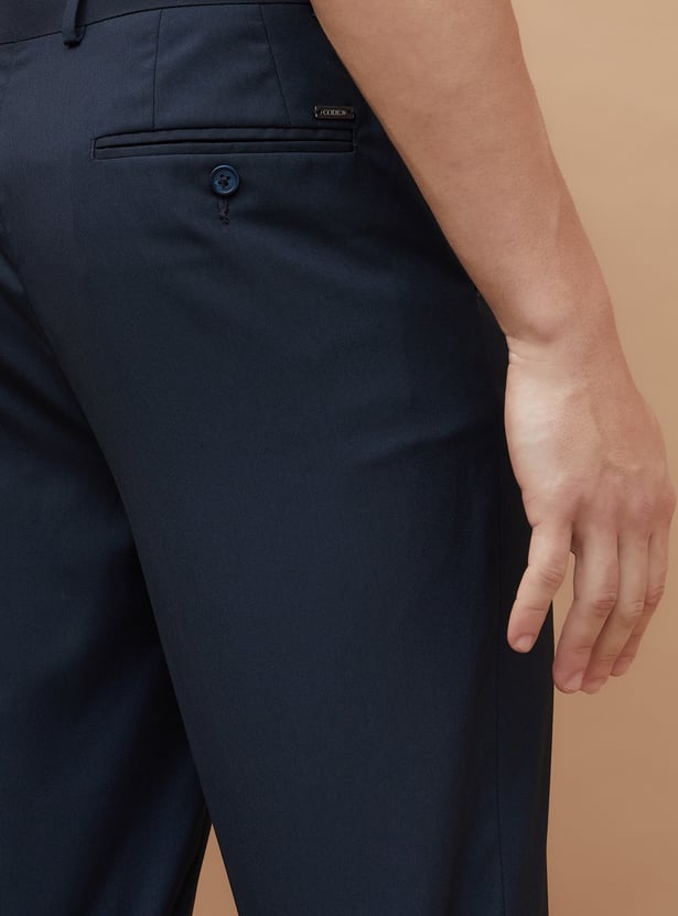 CODE Solid Regular Fit Formal Trousers