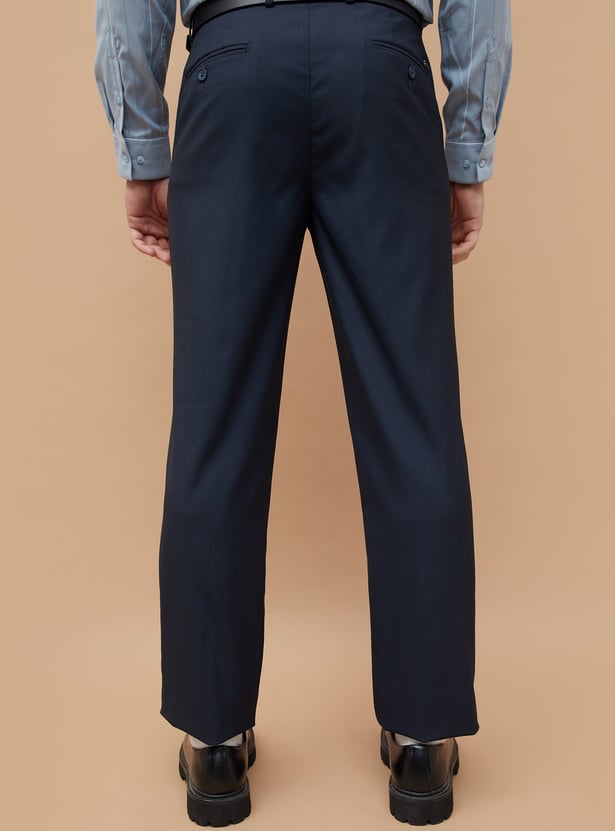 CODE Solid Regular Fit Formal Trousers