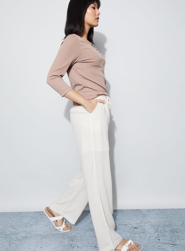 FAME FOREVER Solid Wide-Leg Trousers