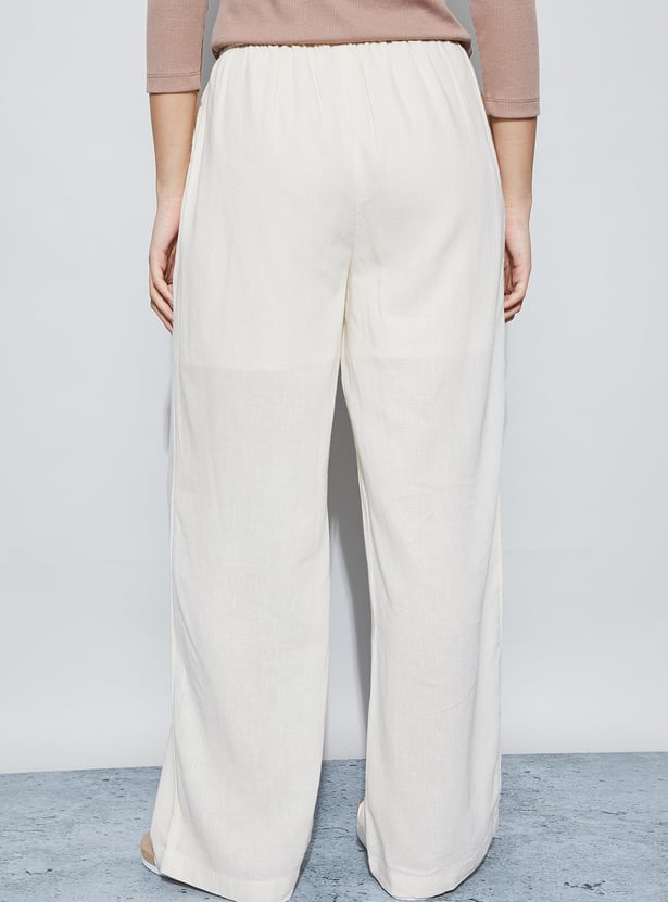 FAME FOREVER Solid Wide-Leg Trousers
