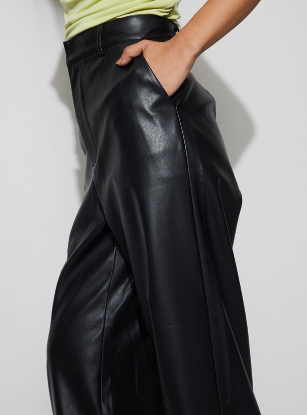 GINGER Coated Wide Leg Trousers