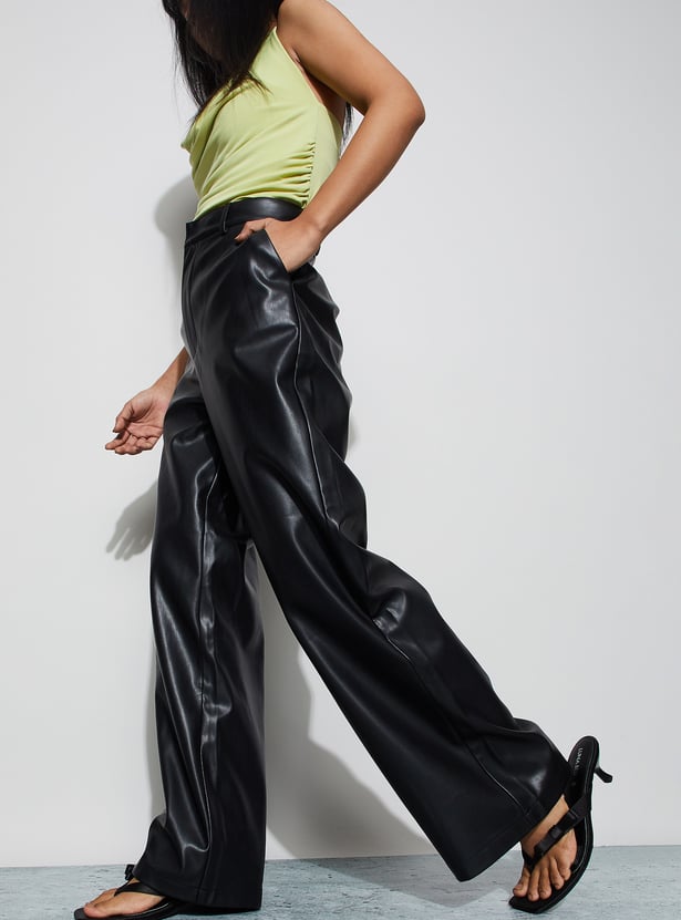 GINGER Coated Wide Leg Trousers