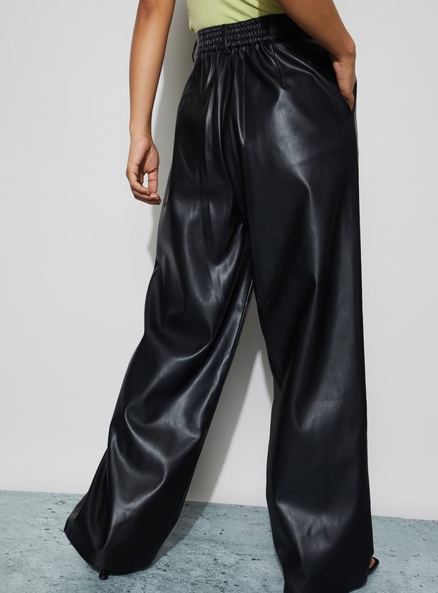 GINGER Coated Wide Leg Trousers