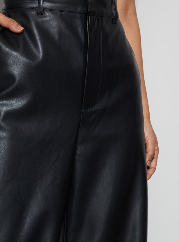 GINGER Coated Wide Leg Trousers