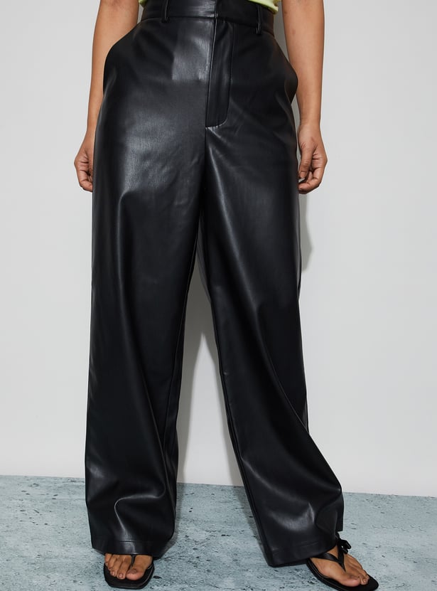 GINGER Coated Wide Leg Trousers