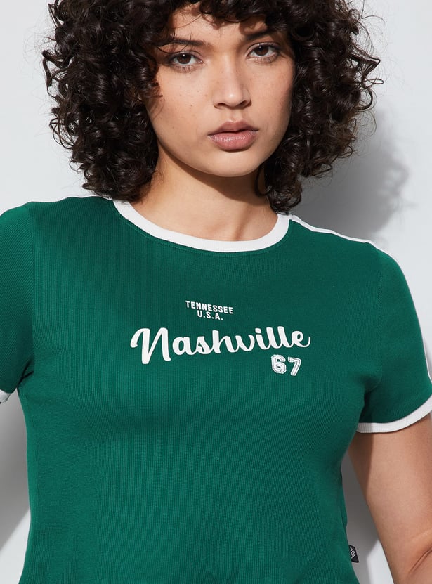 KAPPA Typographic Print Crop T-shirt