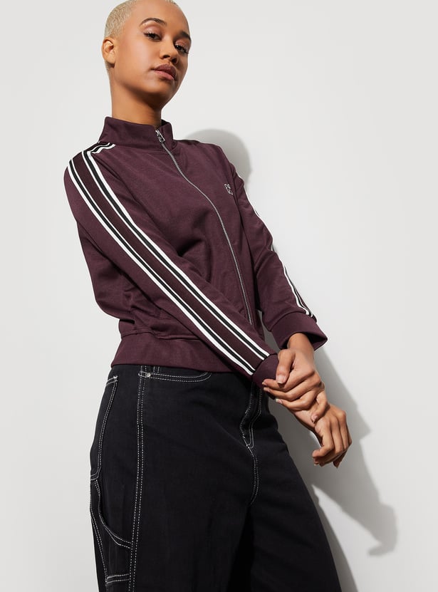 KAPPA Striped Panel Mock Collar Sports Jacket