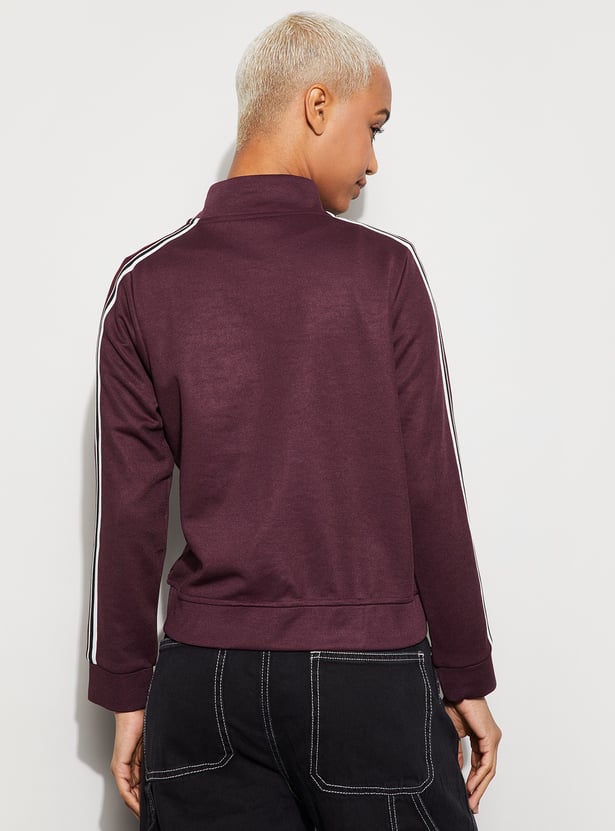 KAPPA Striped Panel Mock Collar Sports Jacket