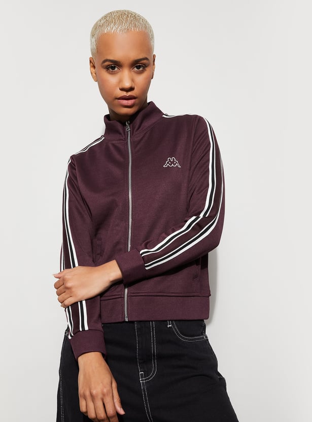 KAPPA Striped Panel Mock Collar Sports Jacket