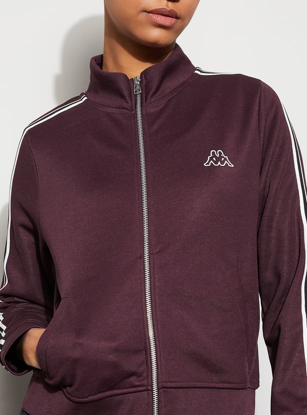 KAPPA Striped Panel Mock Collar Sports Jacket