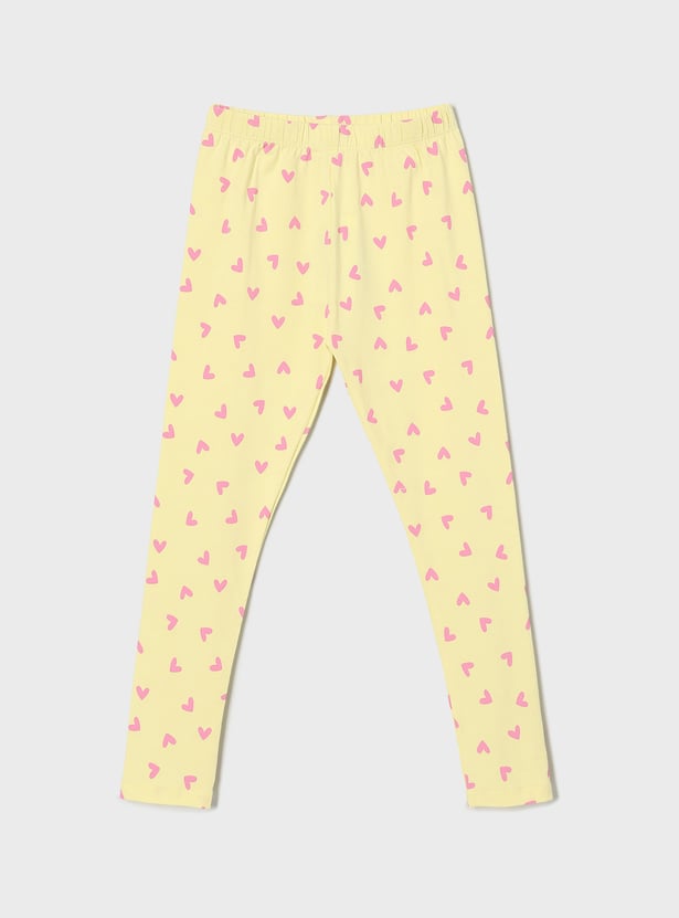 FAME FOREVER Girls Heart Print Elasticated Leggings