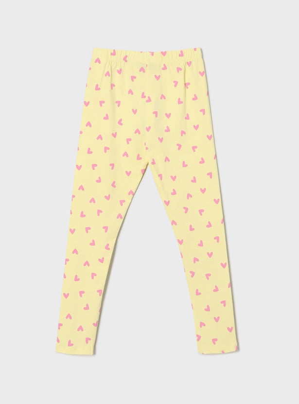 FAME FOREVER Girls Heart Print Elasticated Leggings