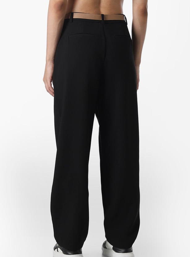 ONLY Solid Barrel Fit Trousers with Belt