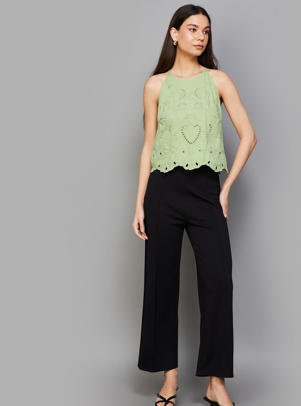 ONLY Cut-Out Embroidered Halter Neck Top
