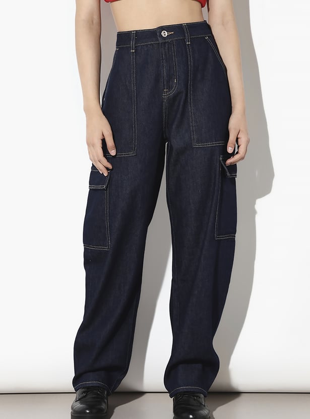 ONLY Darkwashed Baggy Cargo Jeans