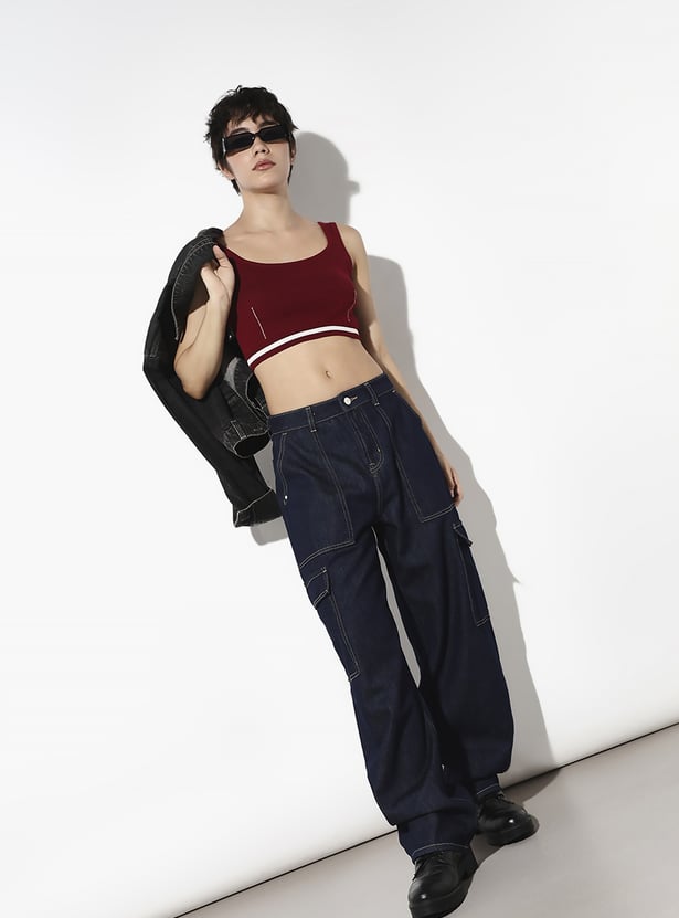 ONLY Darkwashed Baggy Cargo Jeans