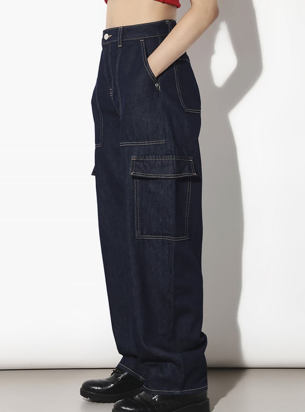 ONLY Darkwashed Baggy Cargo Jeans