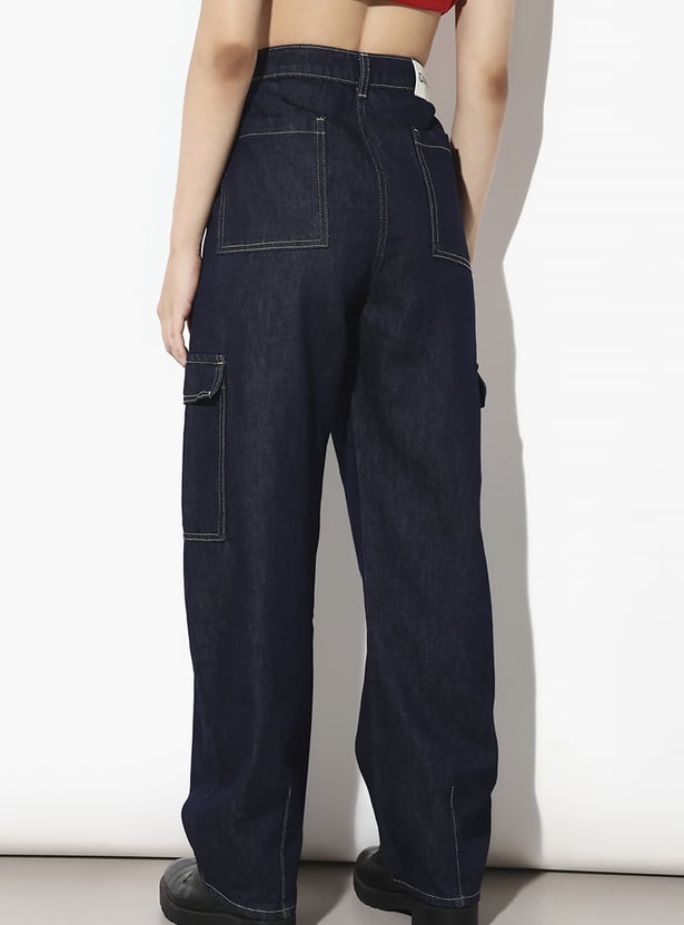 ONLY Darkwashed Baggy Cargo Jeans