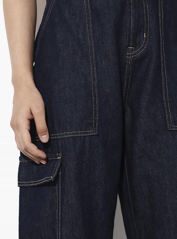 ONLY Darkwashed Baggy Cargo Jeans