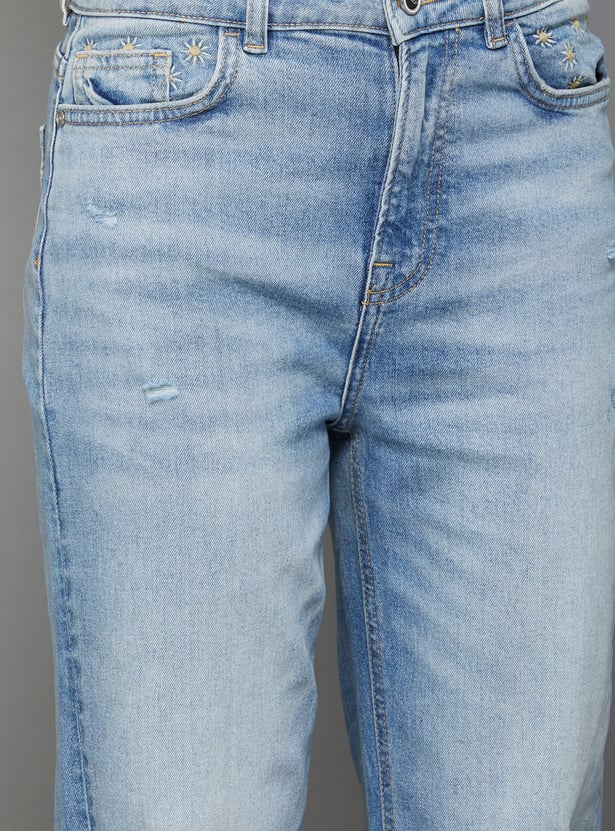 ONLY Embroidered Straight Fit Jeans