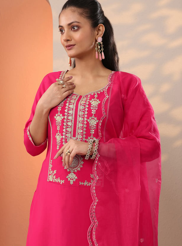 LIBAS Embroidered Straight Kurta Set