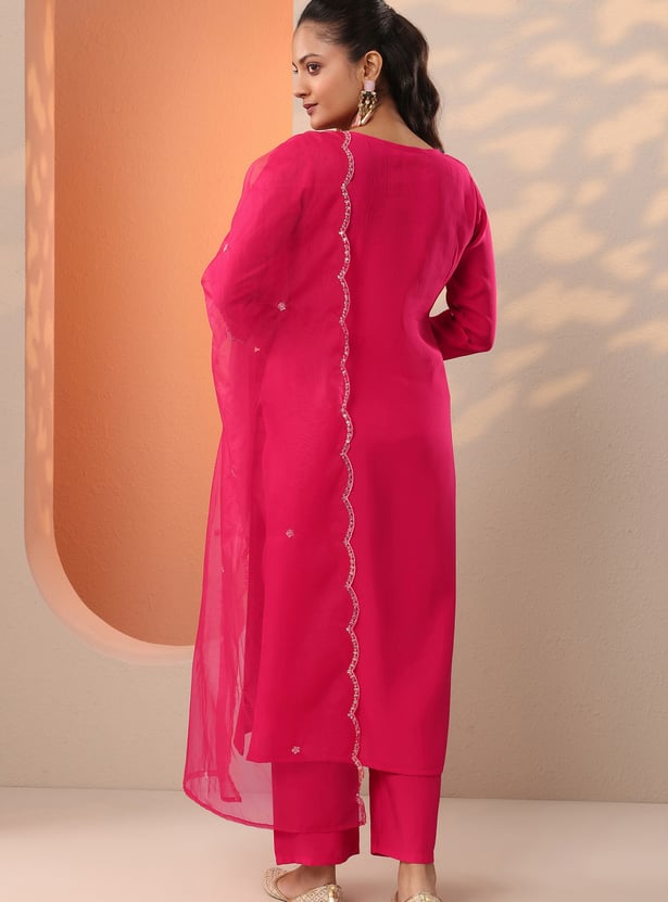 LIBAS Embroidered Straight Kurta Set