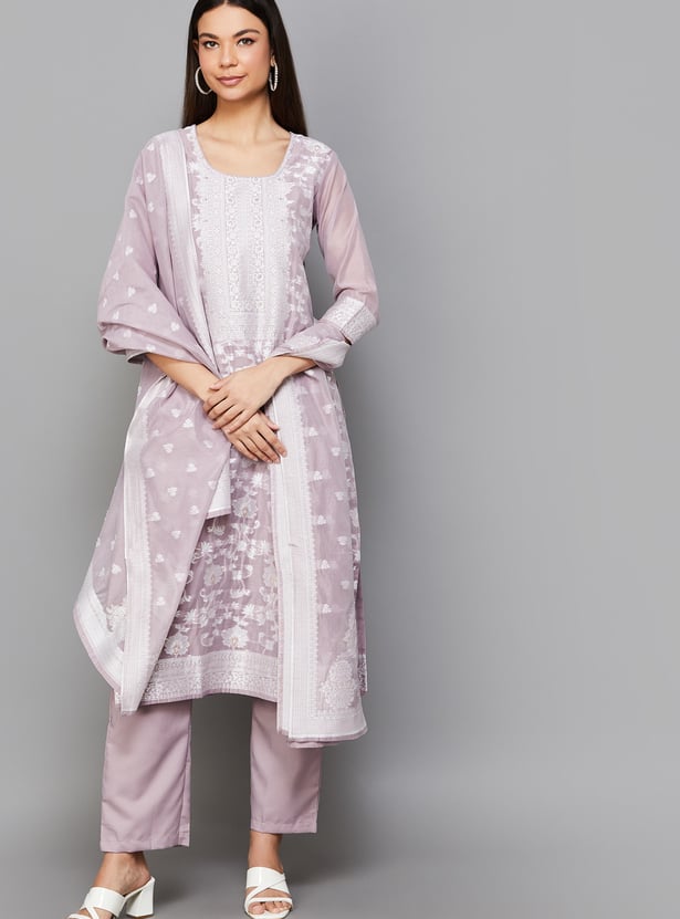 LIBAS Woven Straight Kurta Set