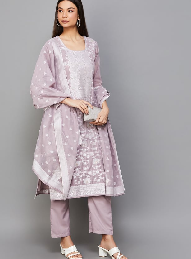 LIBAS Woven Straight Kurta Set