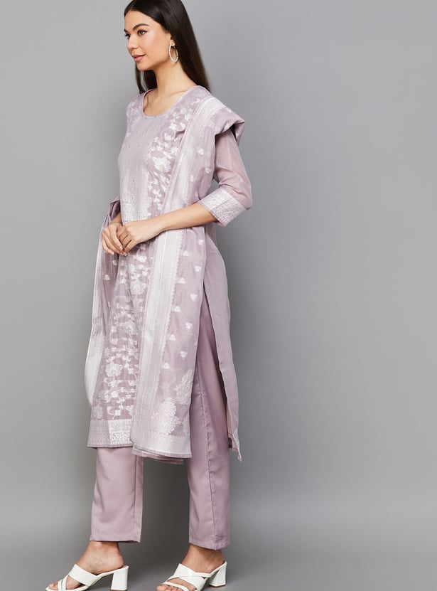 LIBAS Woven Straight Kurta Set